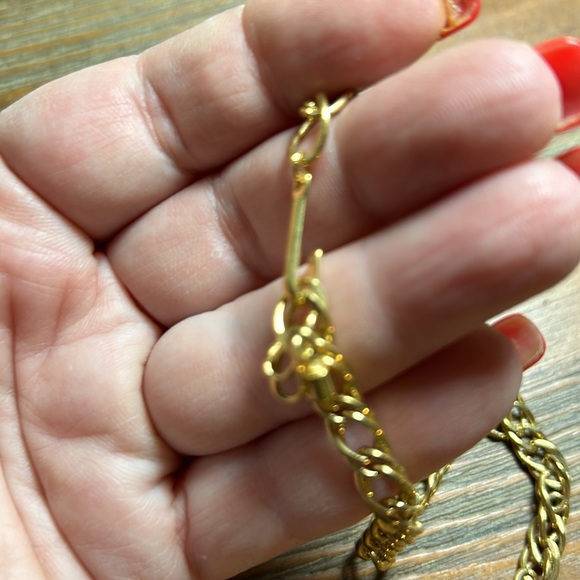 Vintage 1980s Art Deco Style Gold Tone Cream Enamel Chain Necklace - Picture 3 of 4